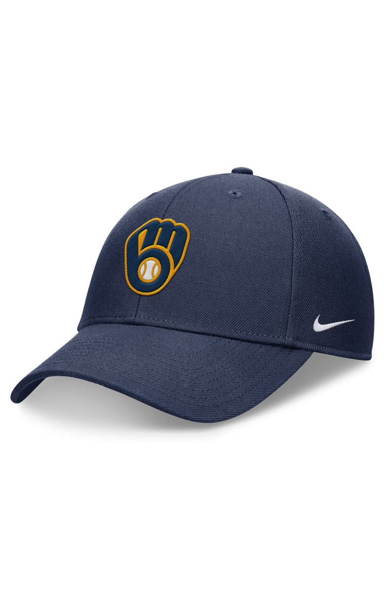 Nike Men's Nike Navy Milwaukee Brewers Evergreen Club Performance Adjustable Hat, Main, color, 