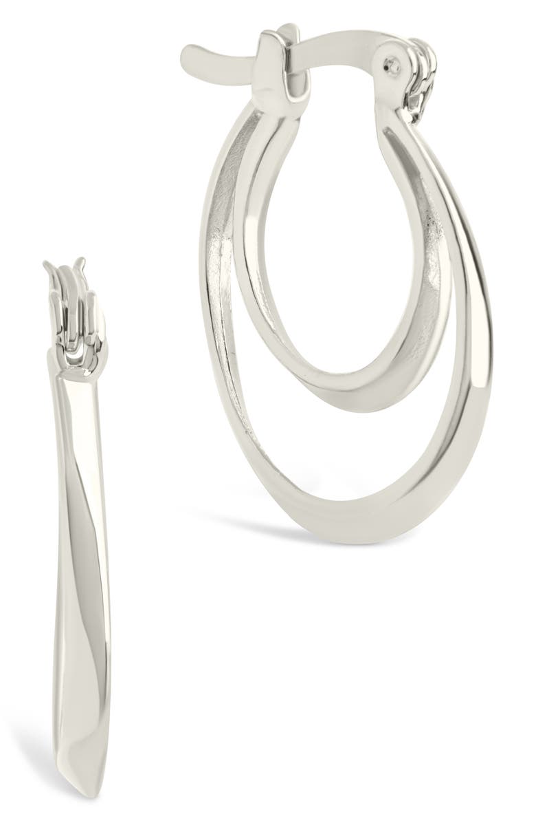 Sterling Forever Frankie Double Hoop Earrings, Main, color, Silver