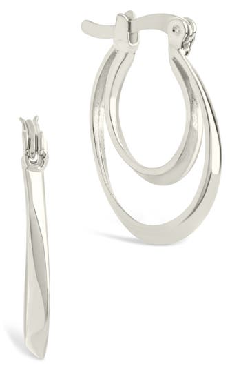 Sterling Forever Frankie Double Hoop Earrings In Silver