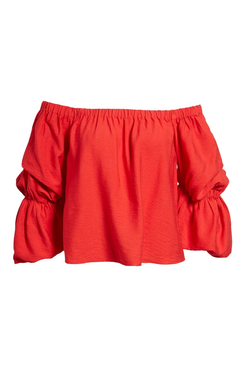 Puff Sleeve Off the Shoulder Top, Alternate, color, RED