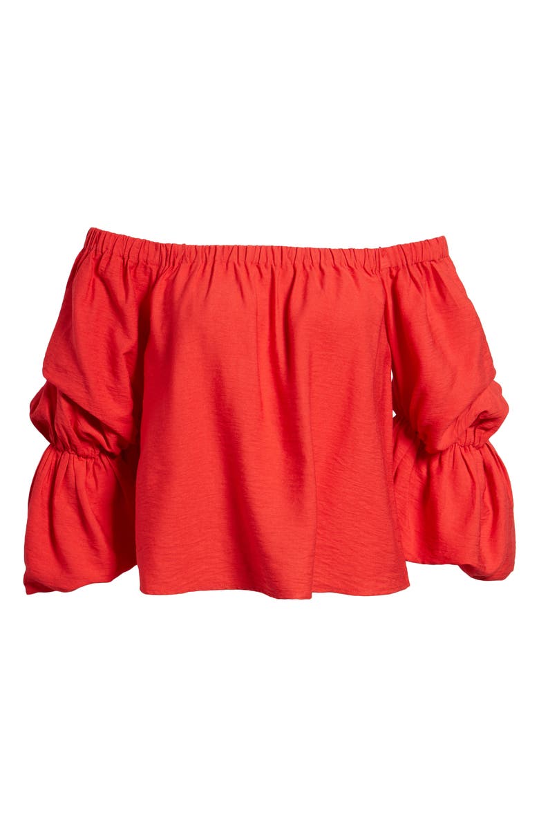 All in Favor Puff Sleeve Off the Shoulder Top, Alternate, color, 