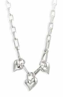 Triple Padlock Heart Pendant Chain Necklace
