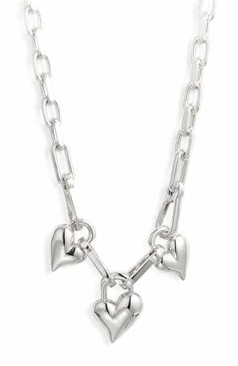 Triple Padlock Heart Pendant Chain Necklace