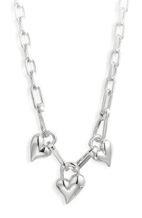 Triple Padlock Heart Pendant Chain Necklace