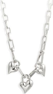 JENNY BIRD Triple Padlock Heart Pendant Chain Necklace