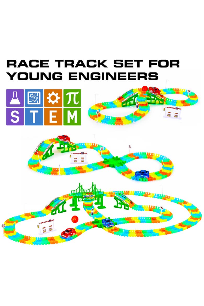 Glow Trax Glow in The Dark Race Tracks for Kids - 360pc, Alternate, color, Multi Color