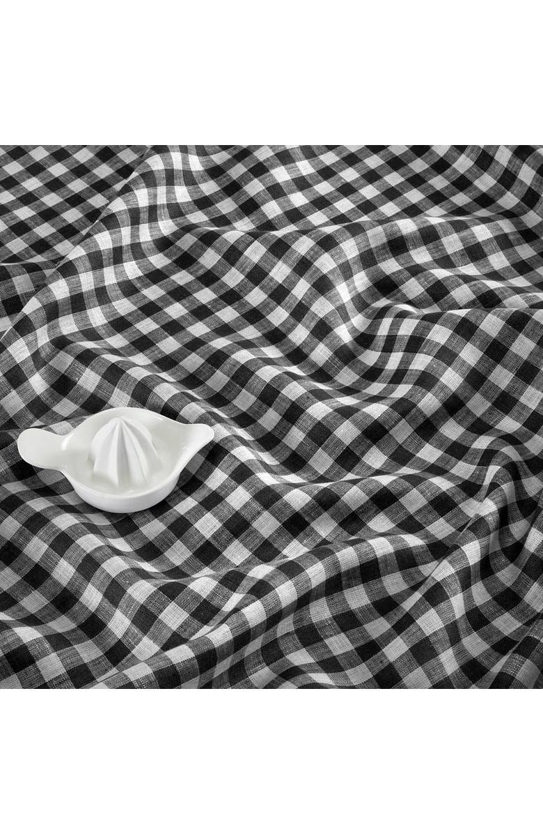 Solino Home Linen Table Throw - Gingham Check, 52" x 52", 52" x 52", Alternate, color, Black