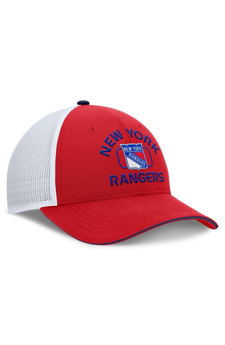 FANATICS Men's Fanatics Red/White New York Rangers Authentic Pro Rink Trucker Hat, Alternate, color, Red