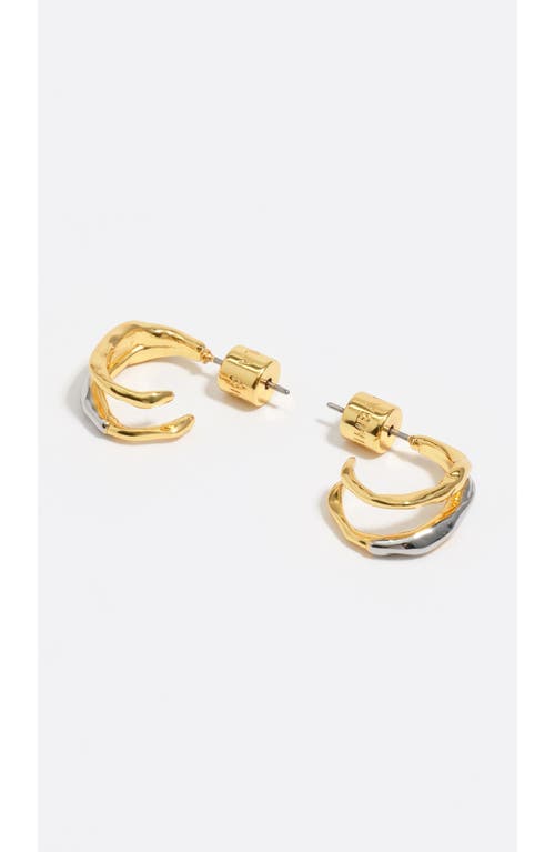 Bimba Y Lola Two-tone Textured Double Hoop Earrings In Gold