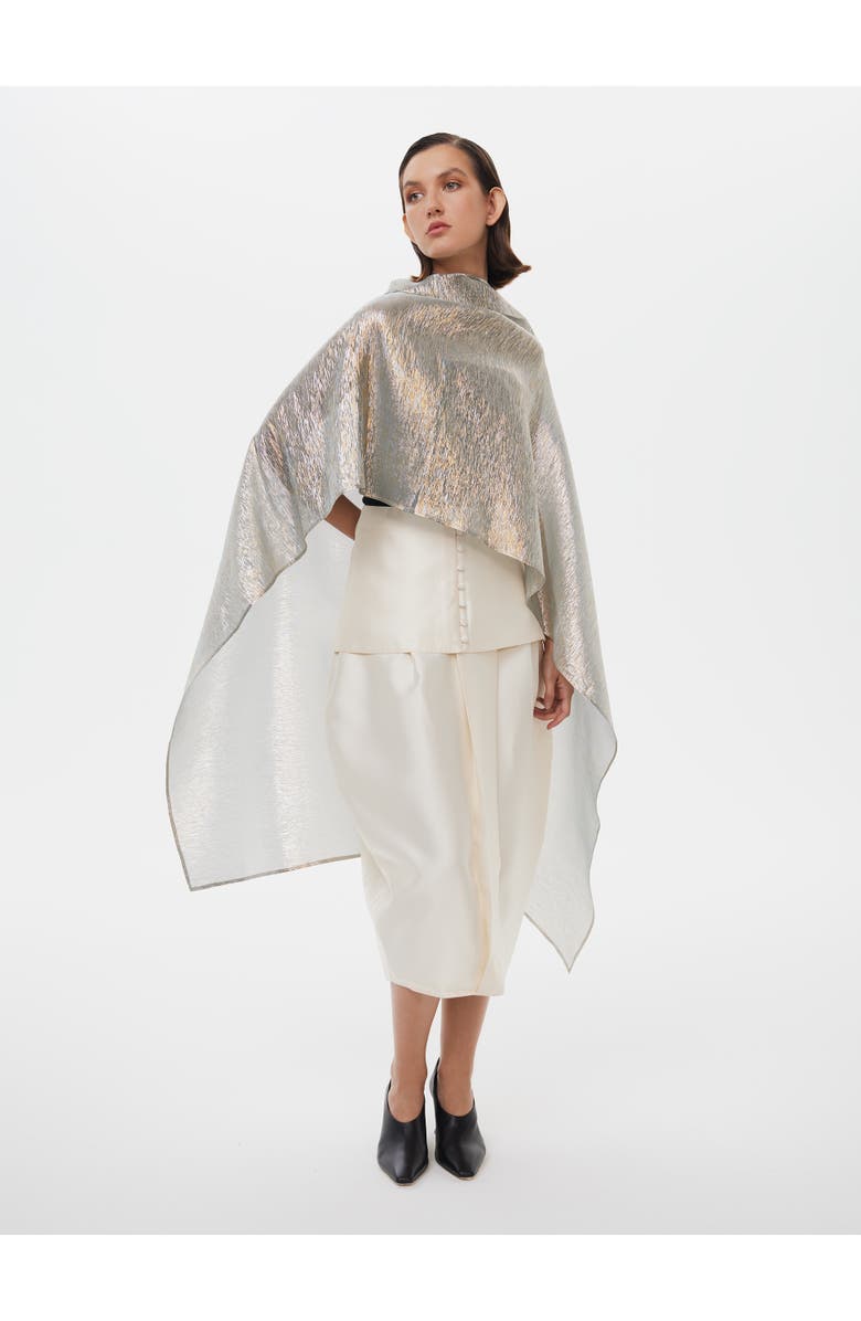 Alas Metallic Silk Blend Party Cape, Alternate, color, Metalic