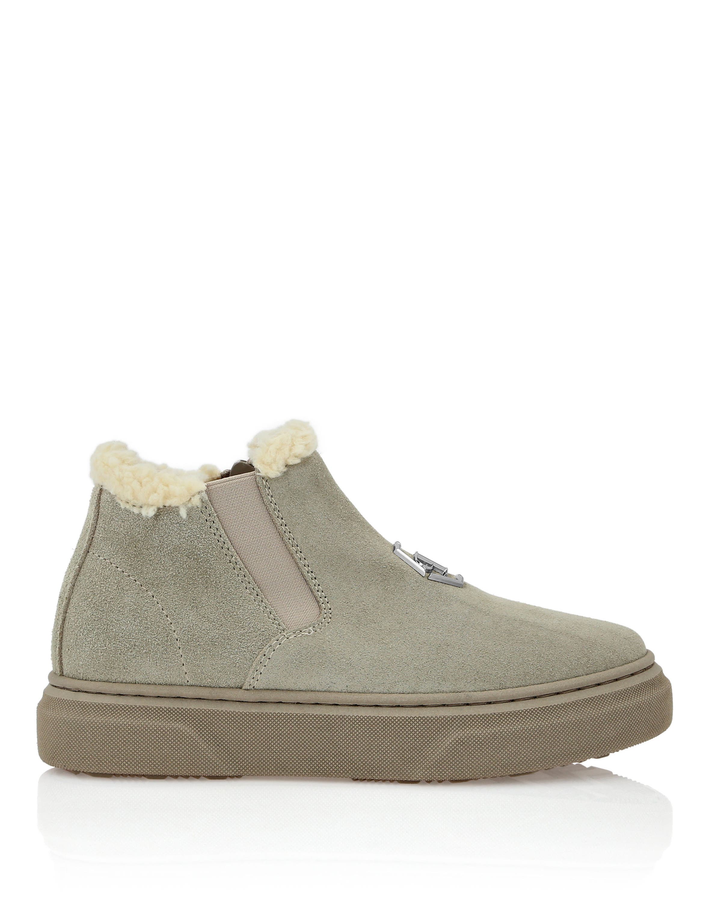 Eco Shearling Suede Anckle Boots Girl, Alternate, color, beige