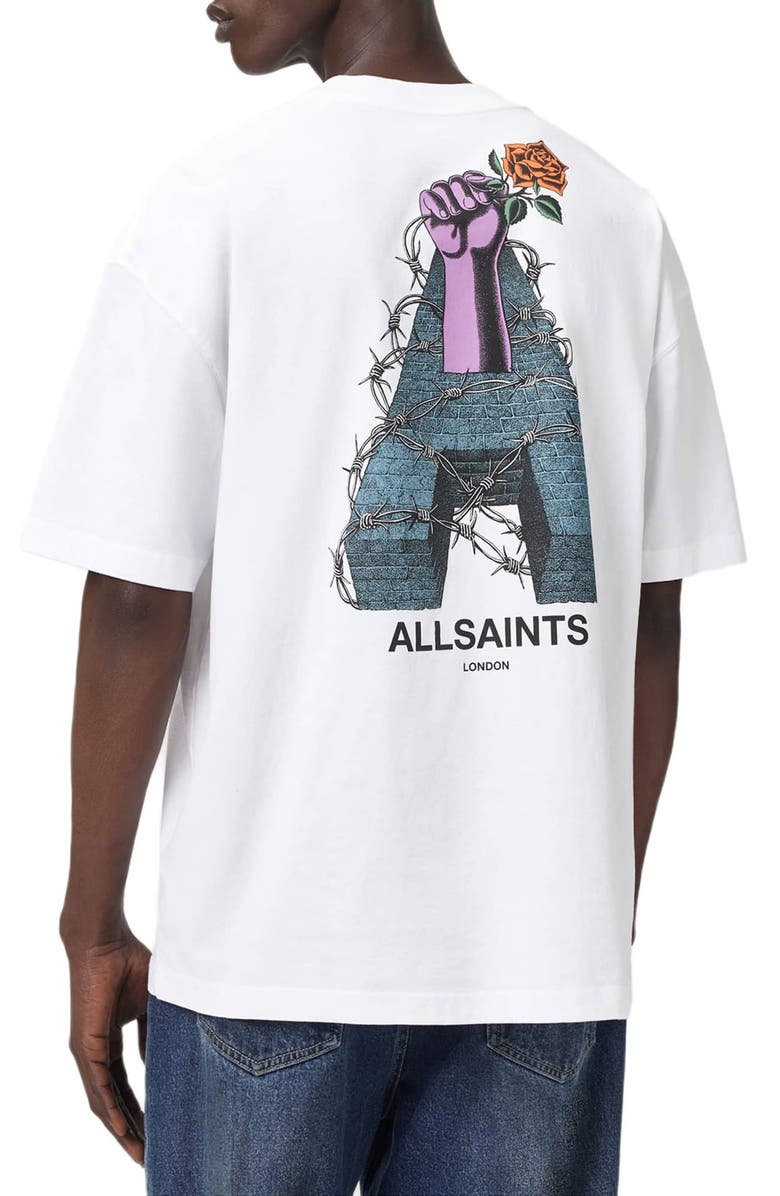 AllSaints Defiance Cotton Graphic T-Shirt, Alternate, color, Optic White