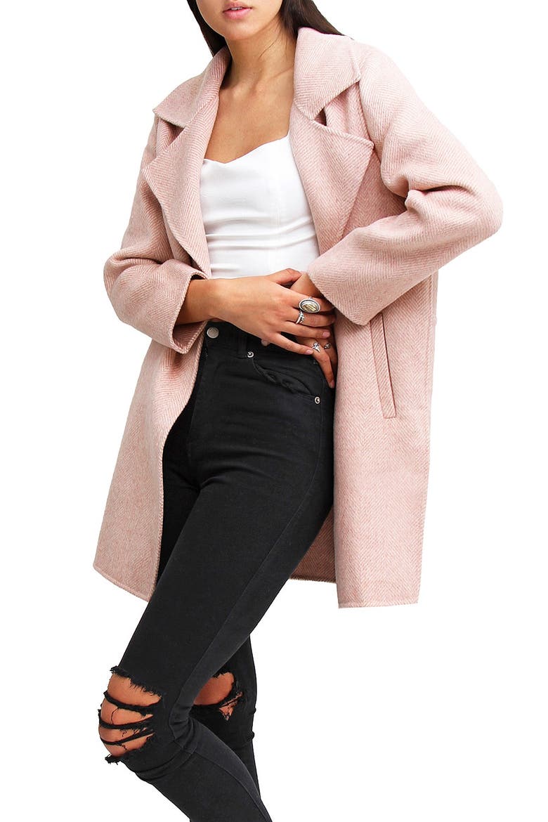 Ex Boyfriend Wool Blend Coat, Main, color, BLUSH