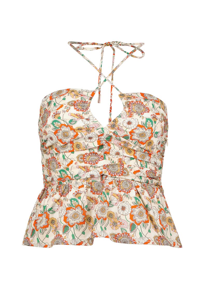 Aeries Halter Top, Alternate, color, Aruba Print