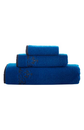 Brooks Brothers Three-piece Contrast Frame Cotton Towel Set In Blue