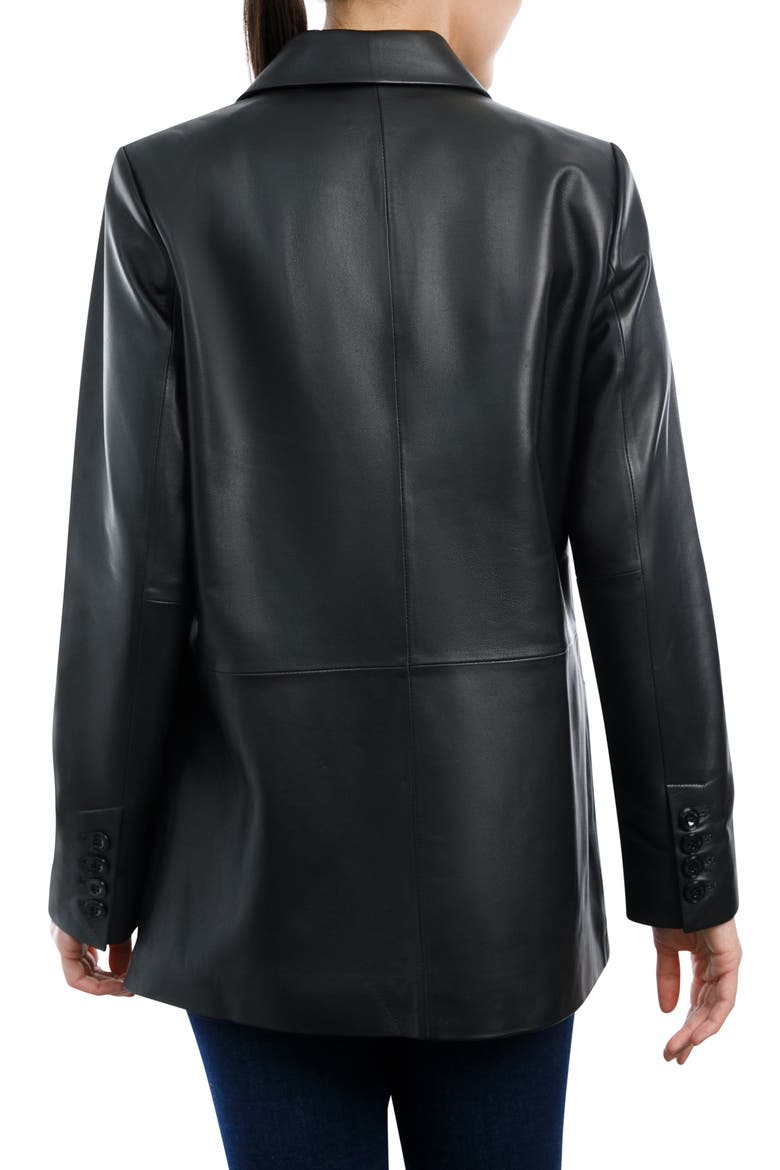 Oversize Leather Blazer, Alternate, color, BLACK