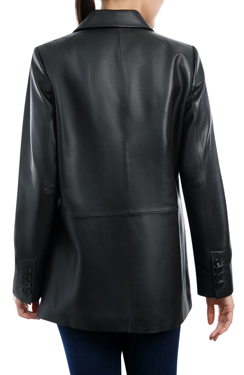 Michael Kors Oversize Leather Blazer, Alternate, color, Black