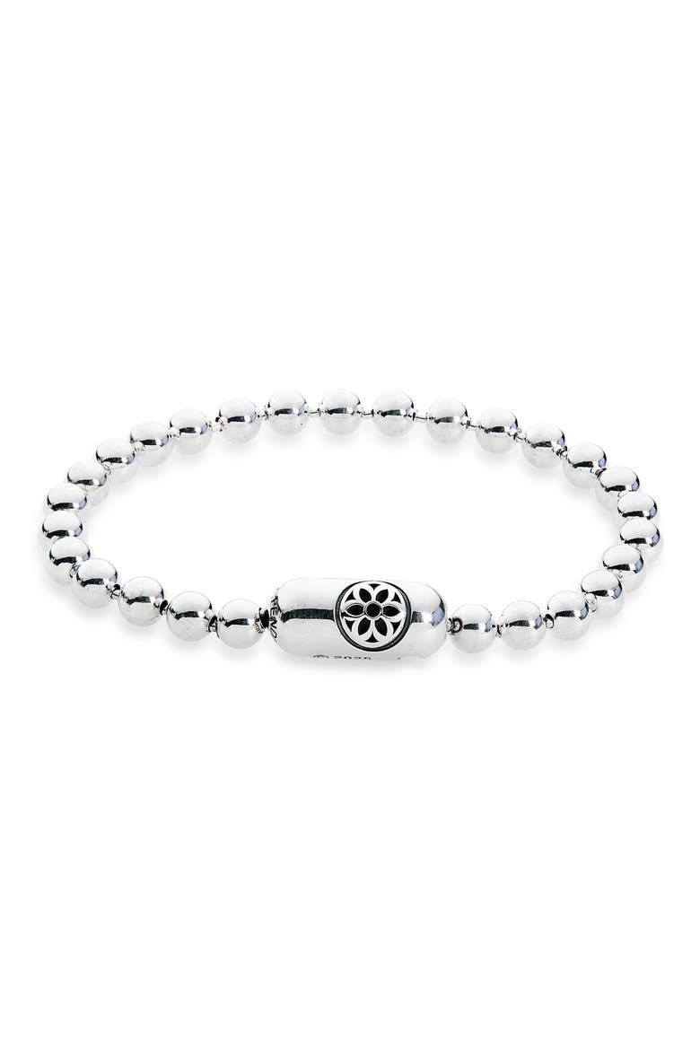 Men's Rosette Poplock Bracelet, Main, color, STERLING SILVER