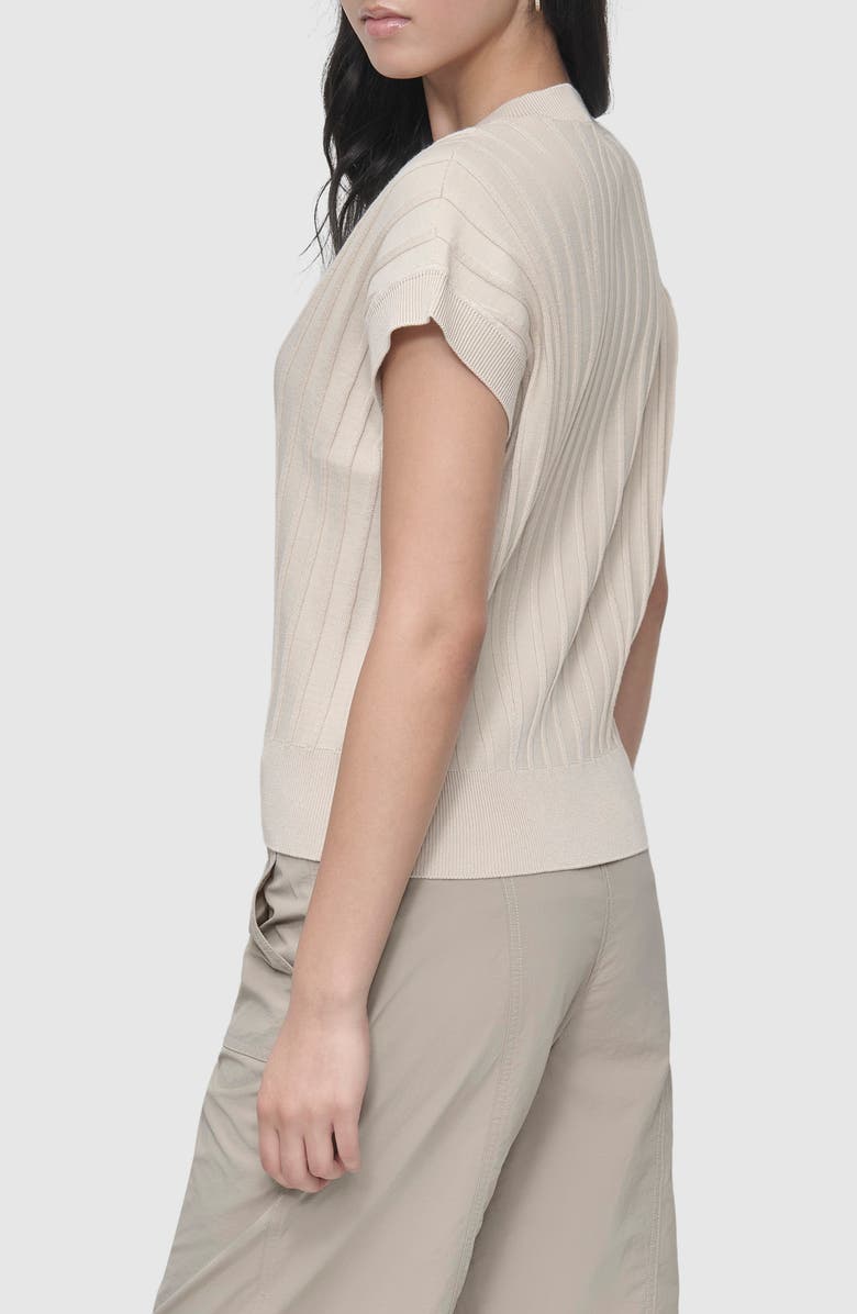 DKNY Rib Short Sleeve Sweater, Alternate, color, Light Khaki