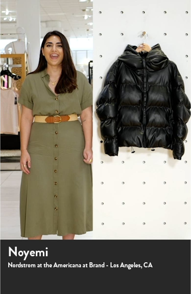 Austin Faux Leather Hooded Puffer Jacket, sales video thumbnail