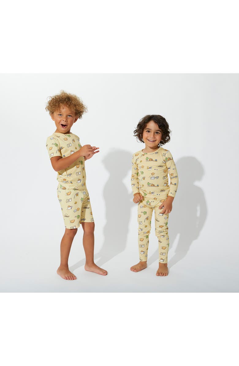 Bellabu Bear Kids' Love You Brunches Fitted Two-Piece Short Pajamas, Alternate, color, 