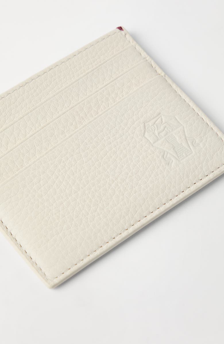 Brunello Cucinelli Calfskin card case, Alternate, color, Ivory