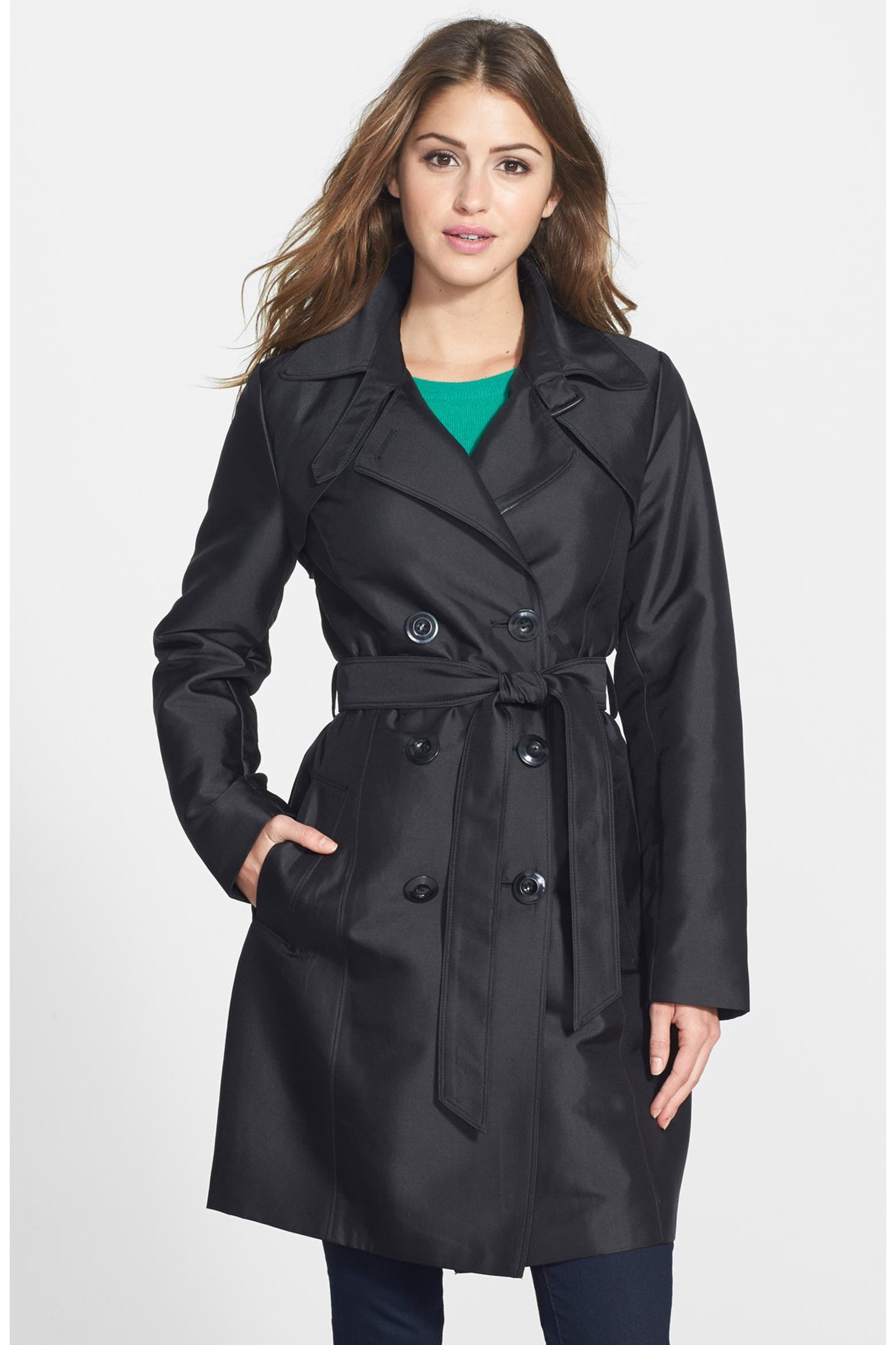 Ellen Design Ellen Tracy Double Breasted Trench Coat (Women) | Nordstrom