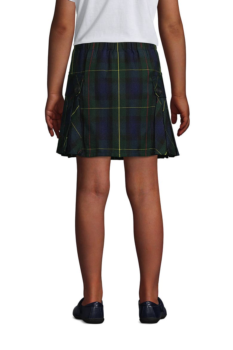School Uniform Girls Slim Side Pleat Plaid Skort Above Knee, Alternate, color, Hunter/Classic Navy Plaid
