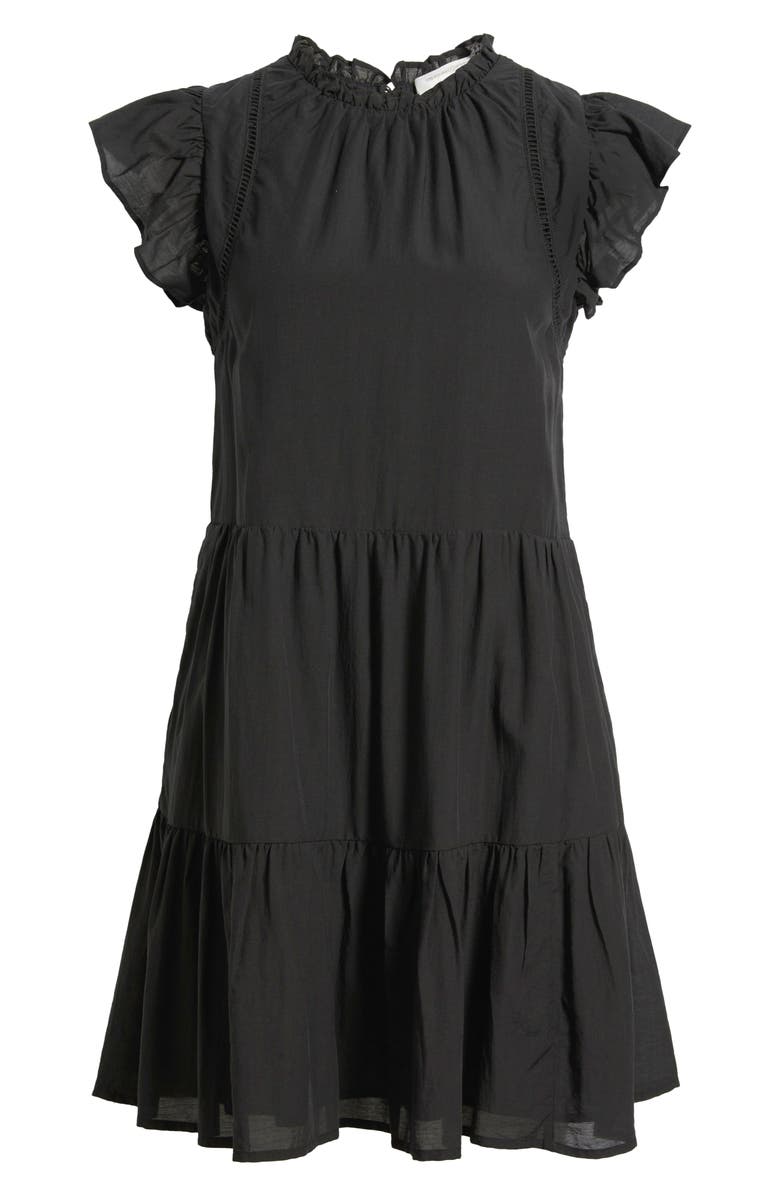 Treasure & Bond Tiered High Neck Shift Minidress, Alternate, color, Black
