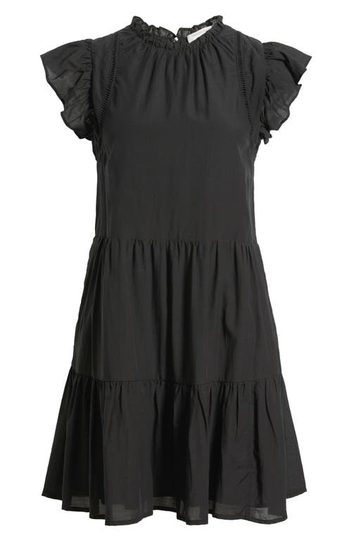Treasure & Bond Tiered High Neck Shift Minidress In Black