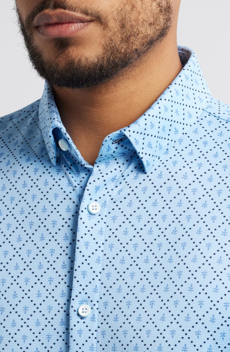 Mizzen+Main Halyard Trim Fit Short Sleeve Button-Up Shirt, Alternate, color, Light Blue Diamond