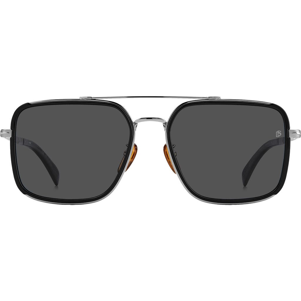David Beckham Eyewear 59mm Polarized Rectangular Sunglasses In Black Ruthenium