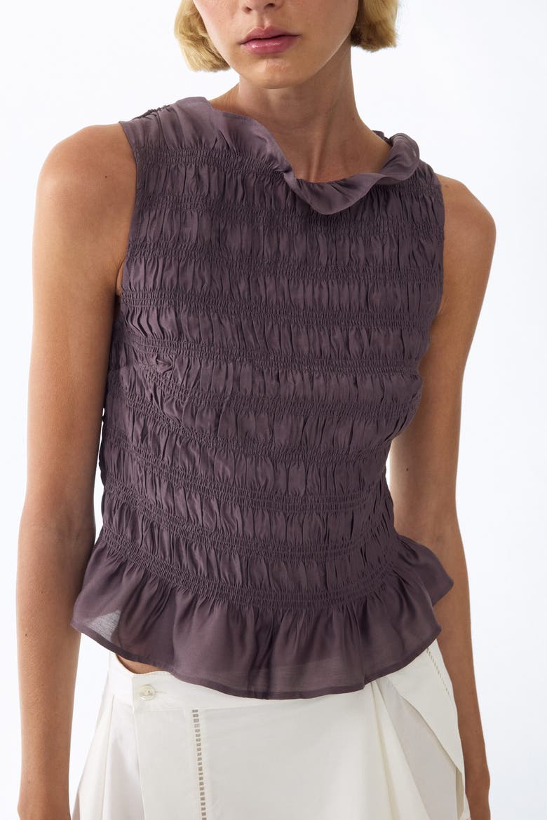 Smocked Top, Alternate, color, Dusty purple