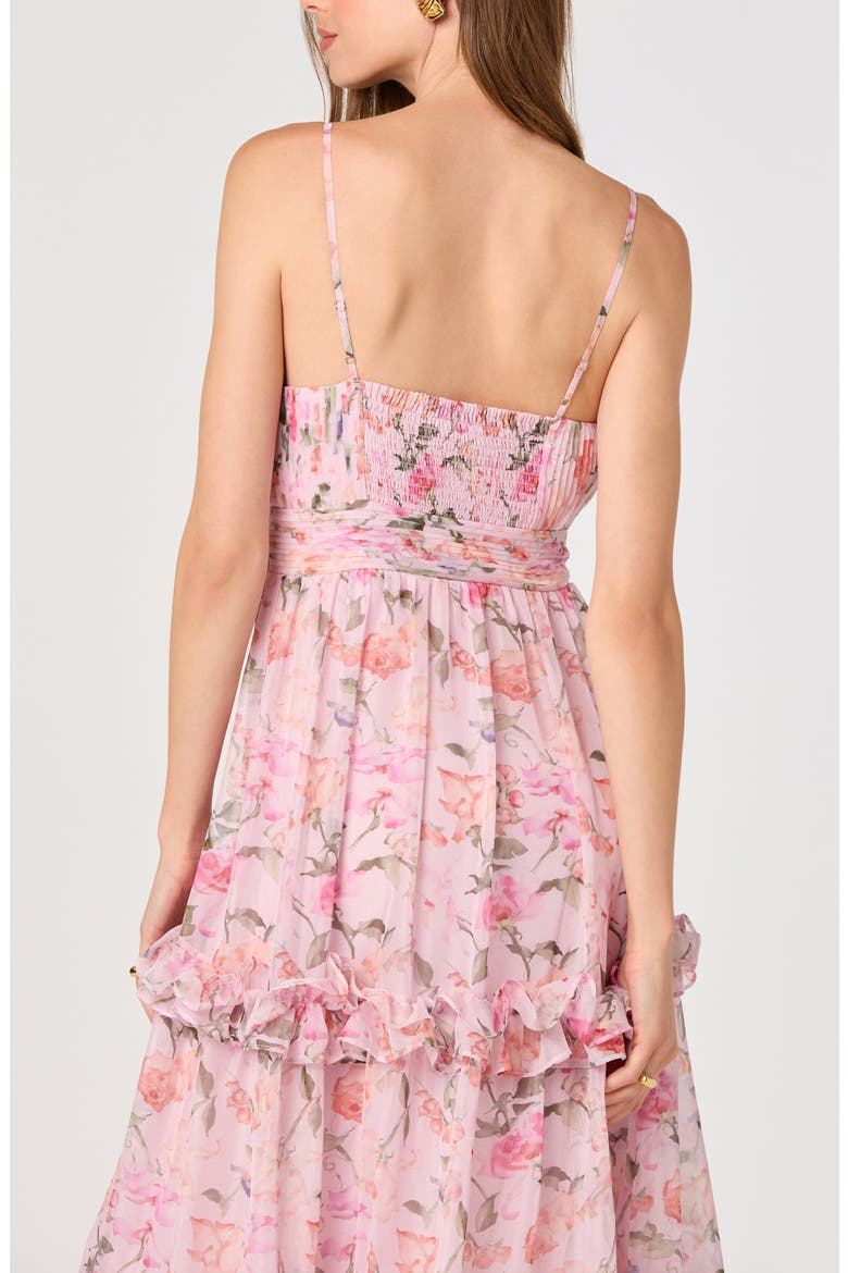 Ayanna Floral Ruffle Trim Maxi Dress, Alternate, color, PINK FLORAL