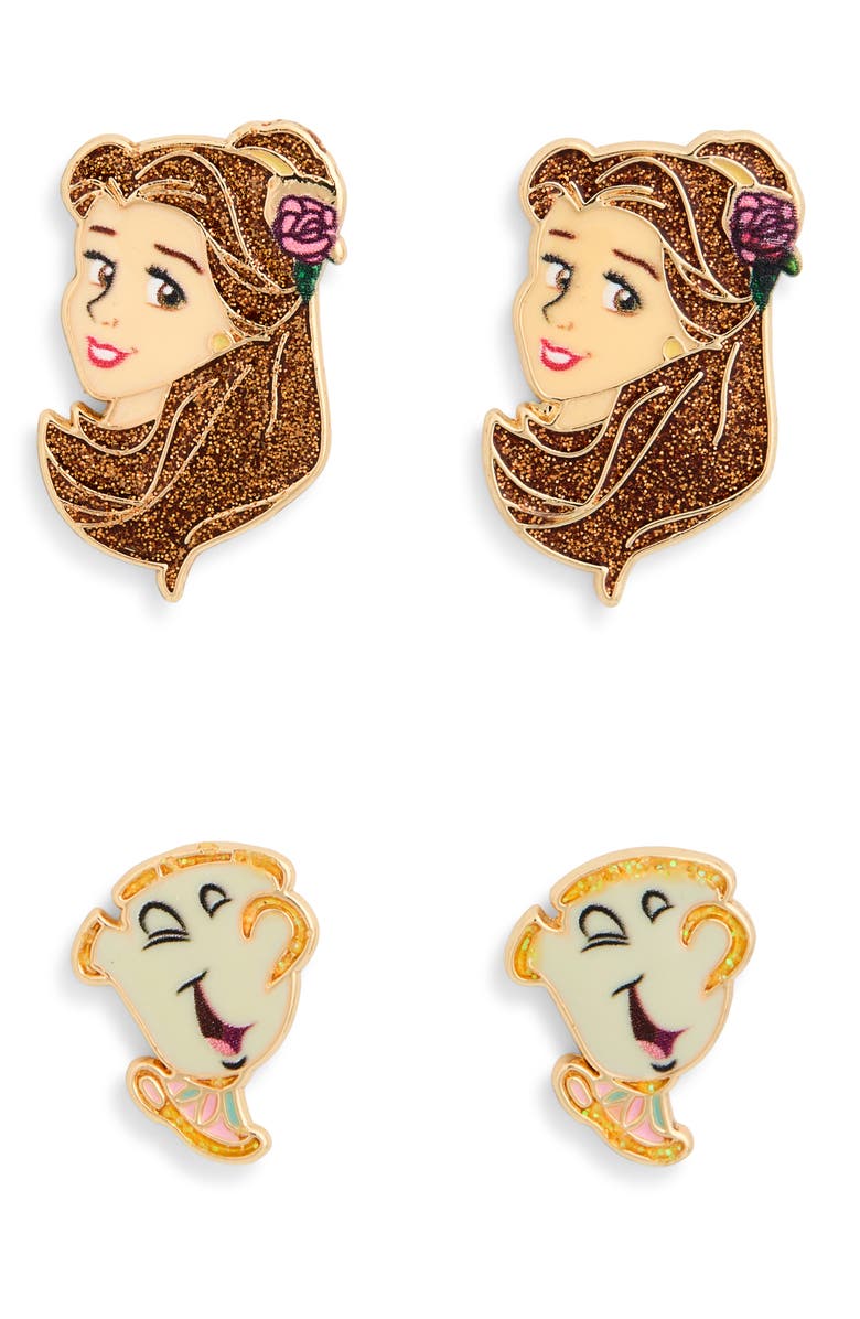 BaubleBar x Disney<sup>®</sup> Belle Set of 2 Assorted Stud Earrings, Main, color, 