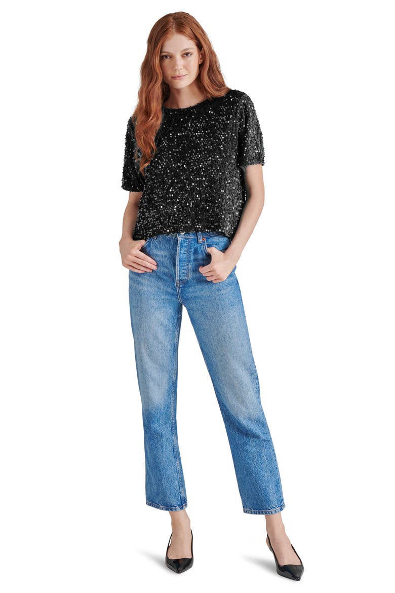 Cressa Sequin T-Shirt, Alternate, color, BLACK
