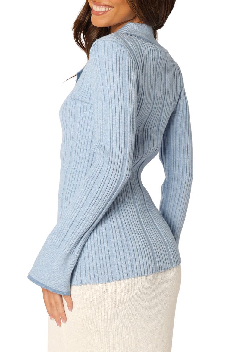 Florence Notched Collar Cardigan, Alternate, color, BLUE