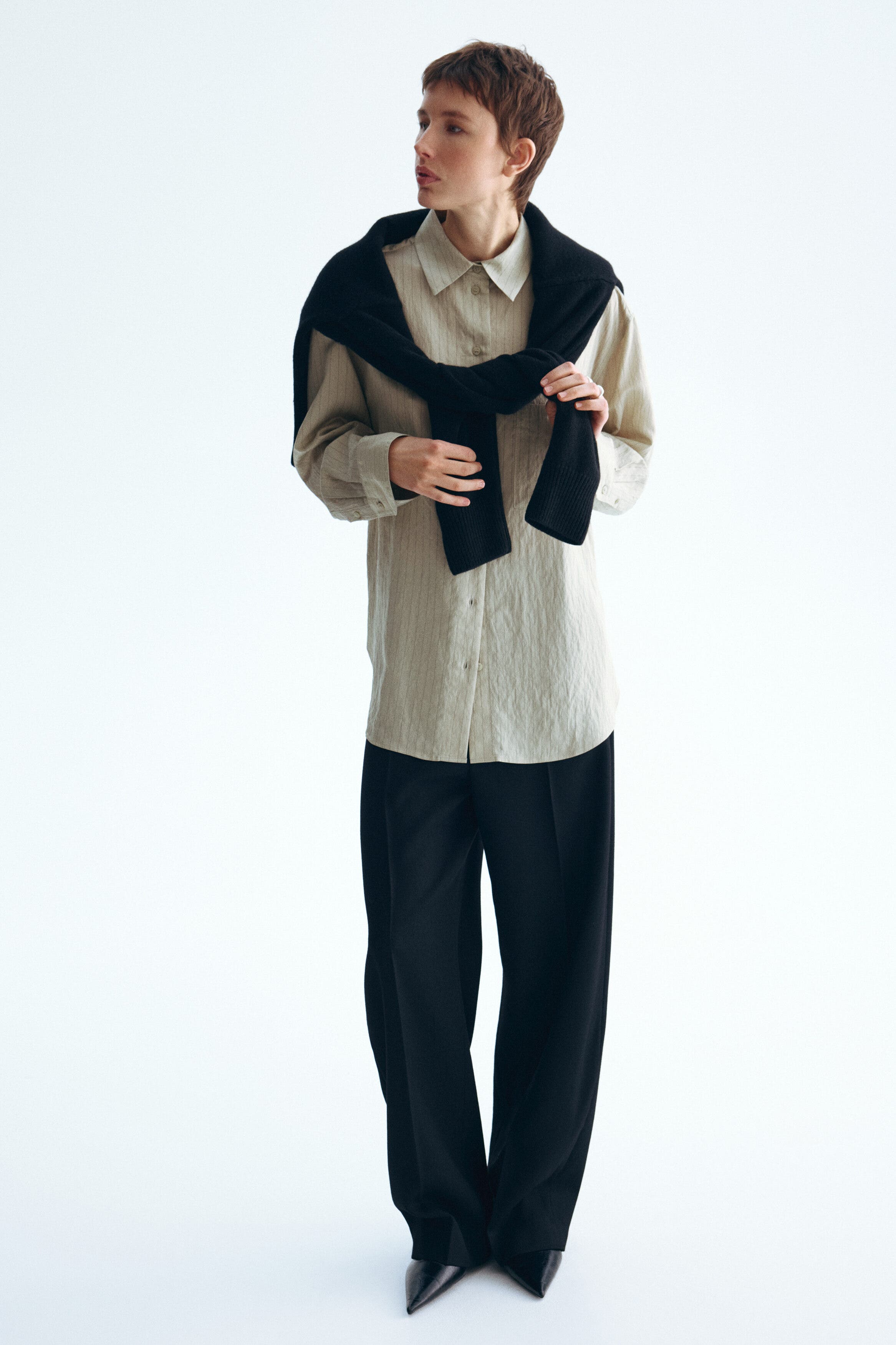 selected Khaki beige/pinstriped
