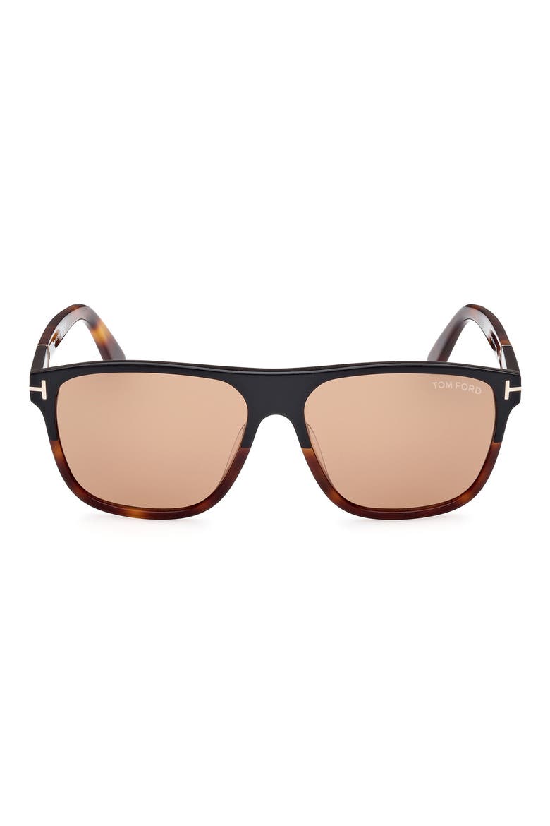 58mm Square Sunglasses, Main, color, BLACK/ OTHER / BROWN