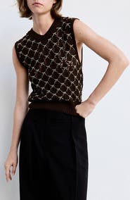 MANGO Contrast Crochet Sweater Vest