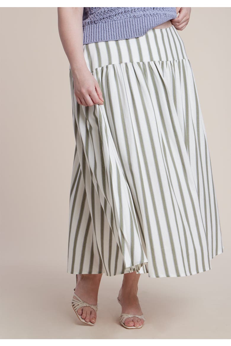 Drop Waist Striped Linen Skirt, Alternate, color, IGUANA STRIPE