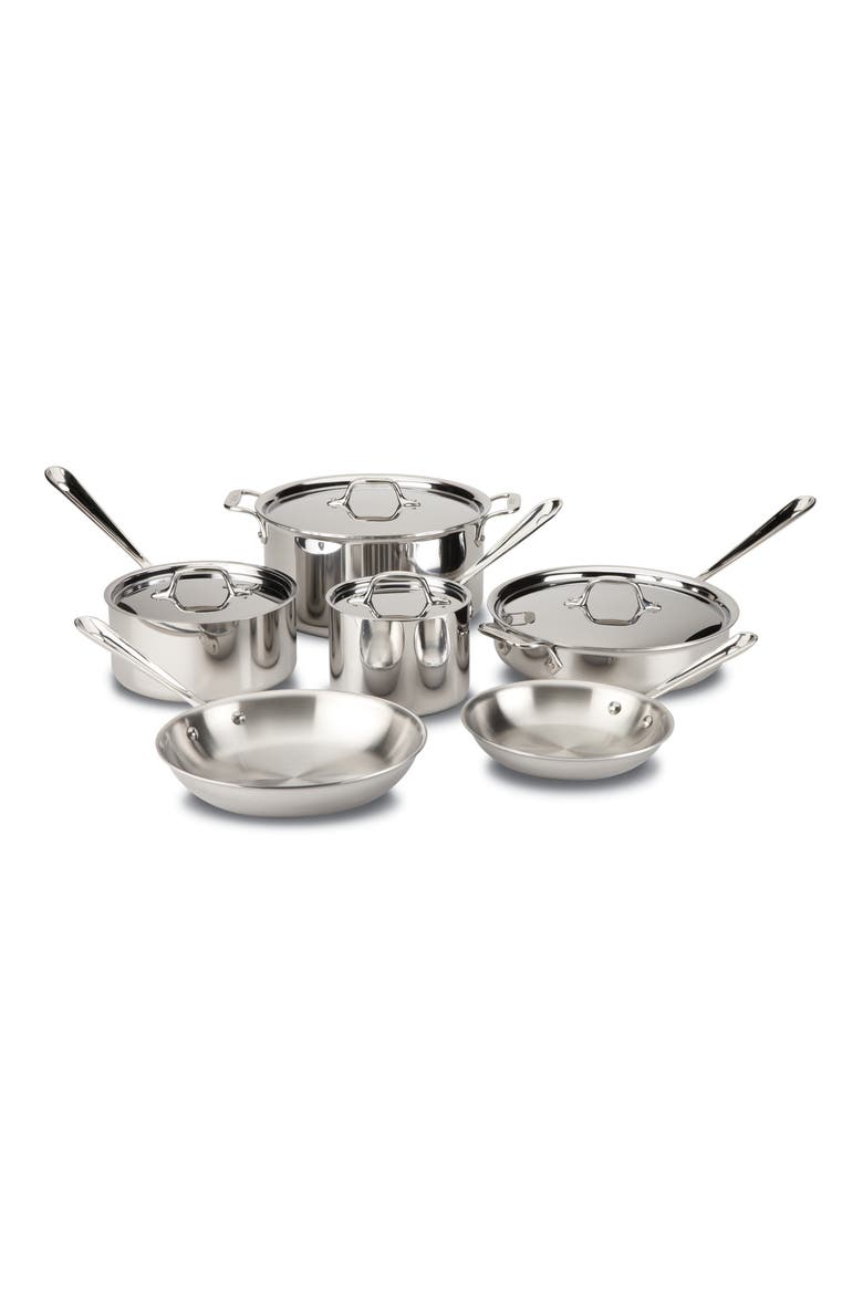 10-Piece Stainless Steel Cookware Set, Main, color, STAINLESS