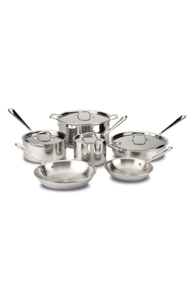 All-Clad 10-Piece Stainless Steel Cookware Set, Main, color,