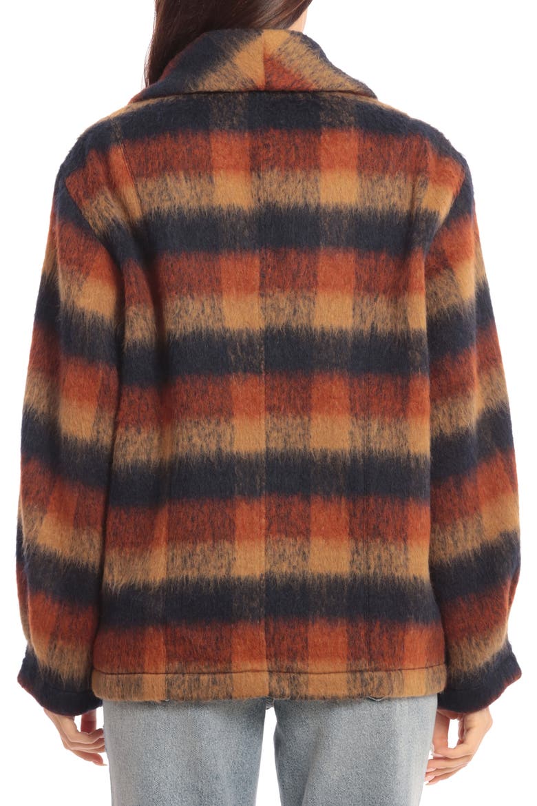 Plaid Shawl Collar Double Breasted Jacket, Alternate, color, RUST/ NAVY BRUSHED PLAID