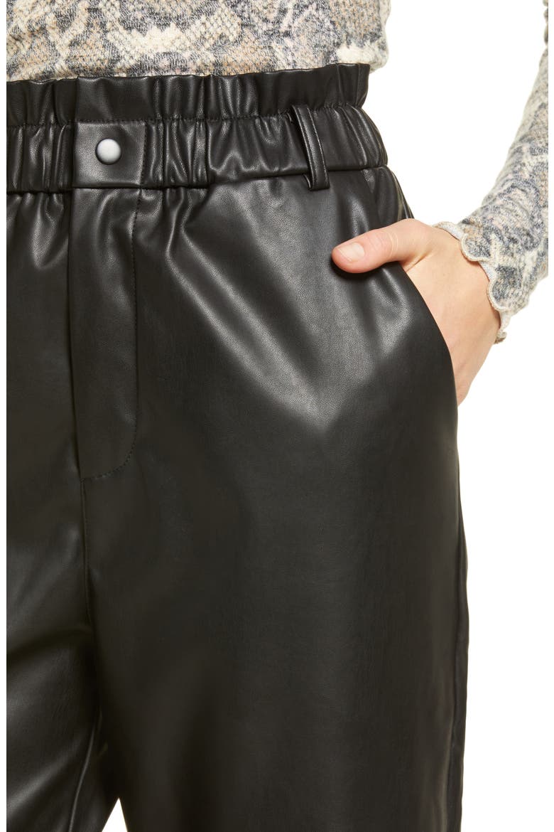 Faux Leather Relaxed Trousers, Alternate, color, BLACK