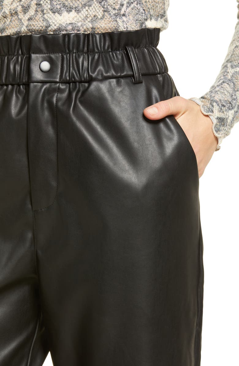 BP. Faux Leather Relaxed Trousers, Alternate, color, 