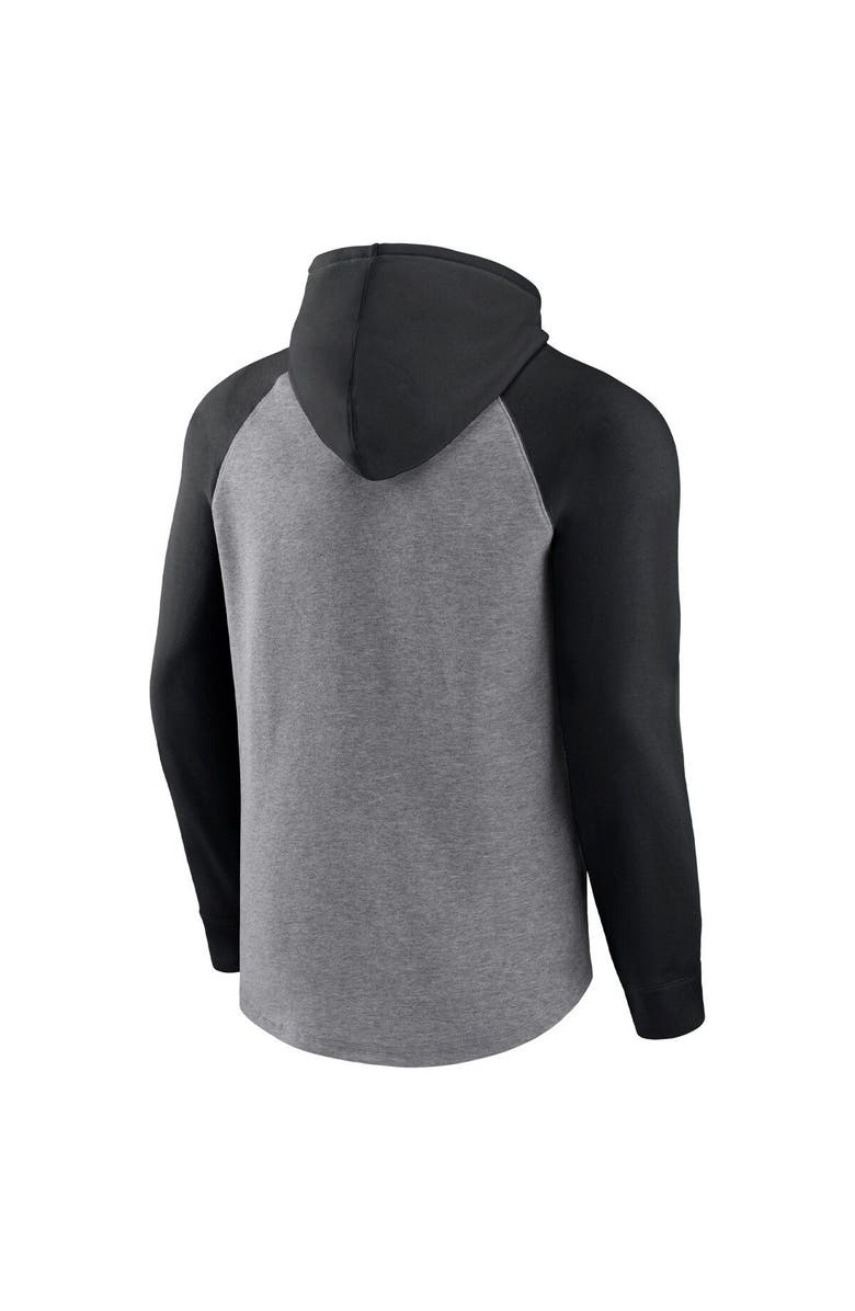 FANATICS Men's Fanatics Branded Heathered Gray/Black New Orleans Saints By Design Raglan Pullover Hoodie, Alternate, color,