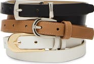 Steve Madden 3-Pack Faux Leather Skinny Belts