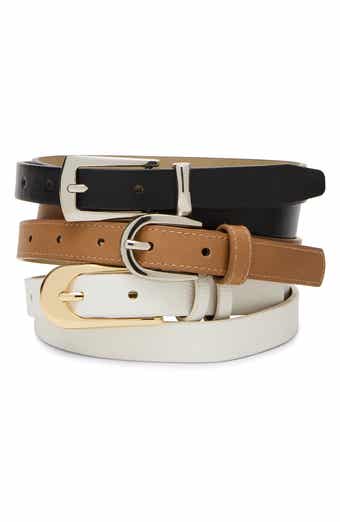 3-Pack Faux Leather Skinny Belts