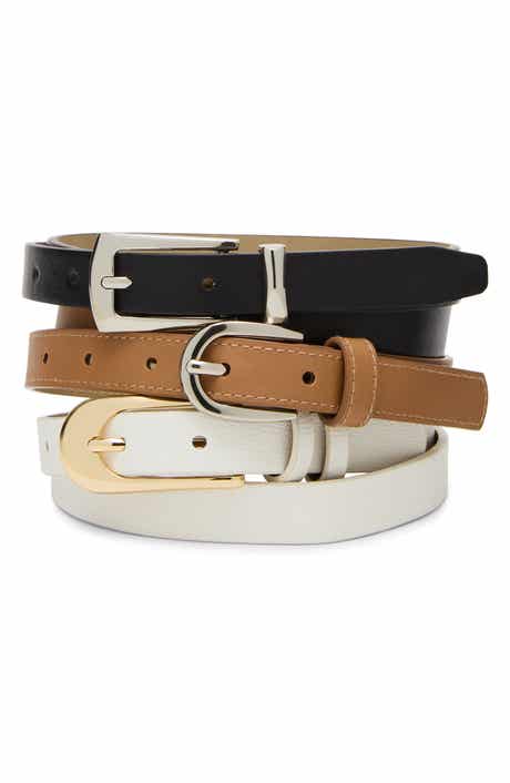 3-Pack Faux Leather Skinny Belts